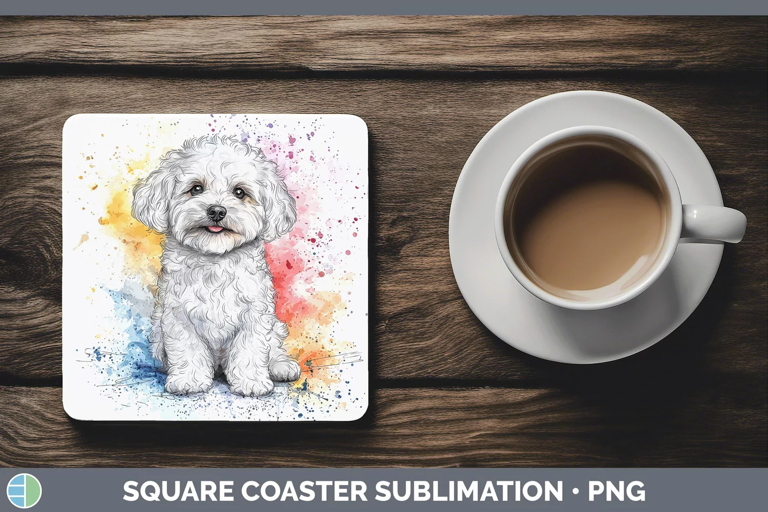 GorgeousWatercolor Splash Square Coaster design.