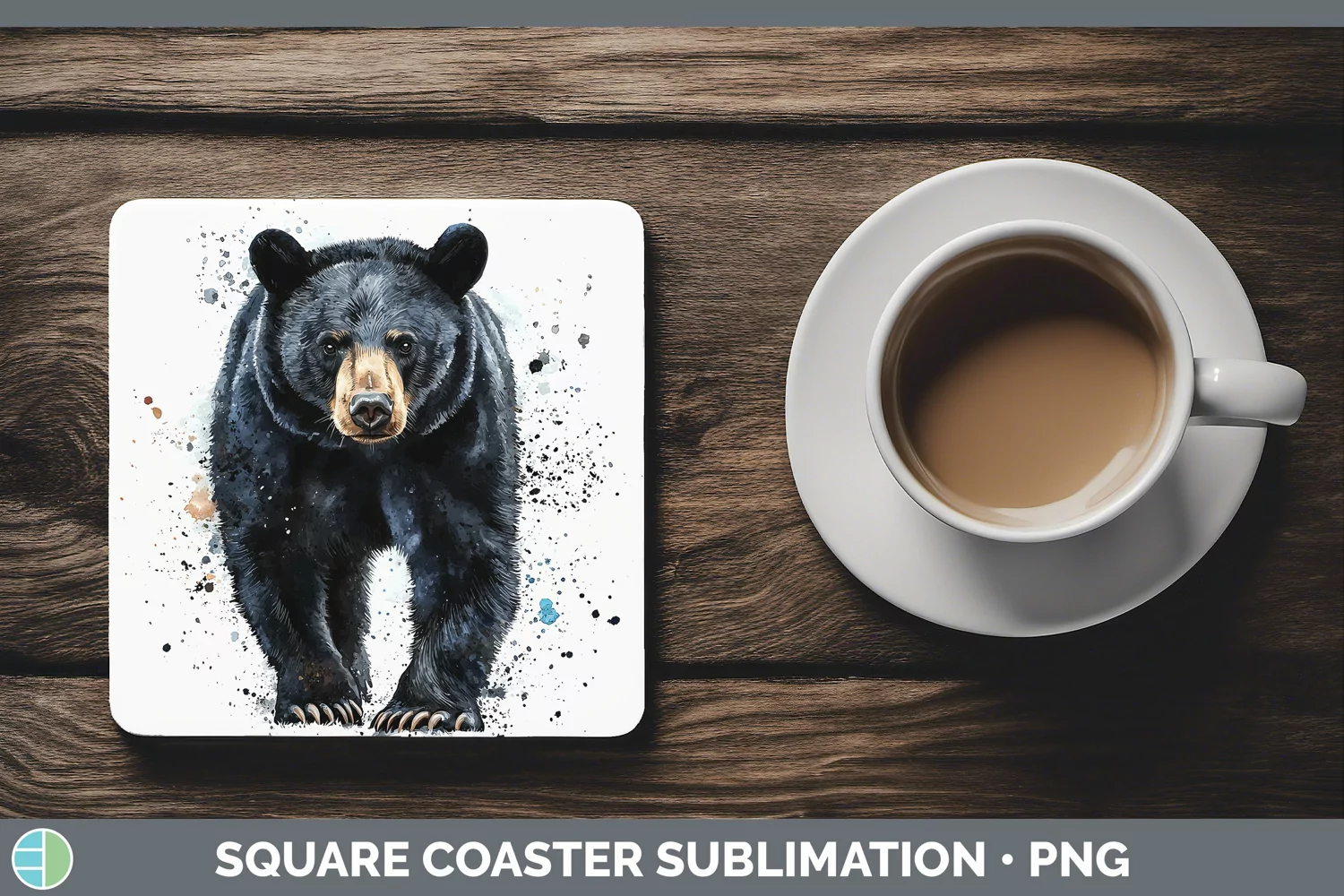 GorgeousWatercolor Splash Square Coaster design.