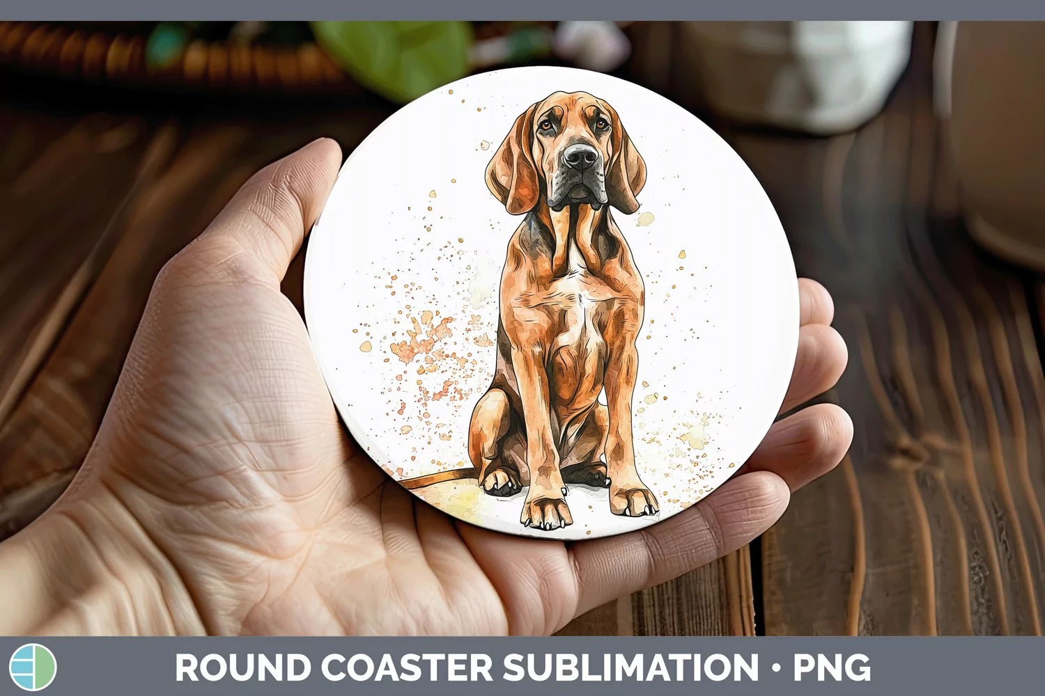 GorgeousWatercolor Splash Round Coaster design.