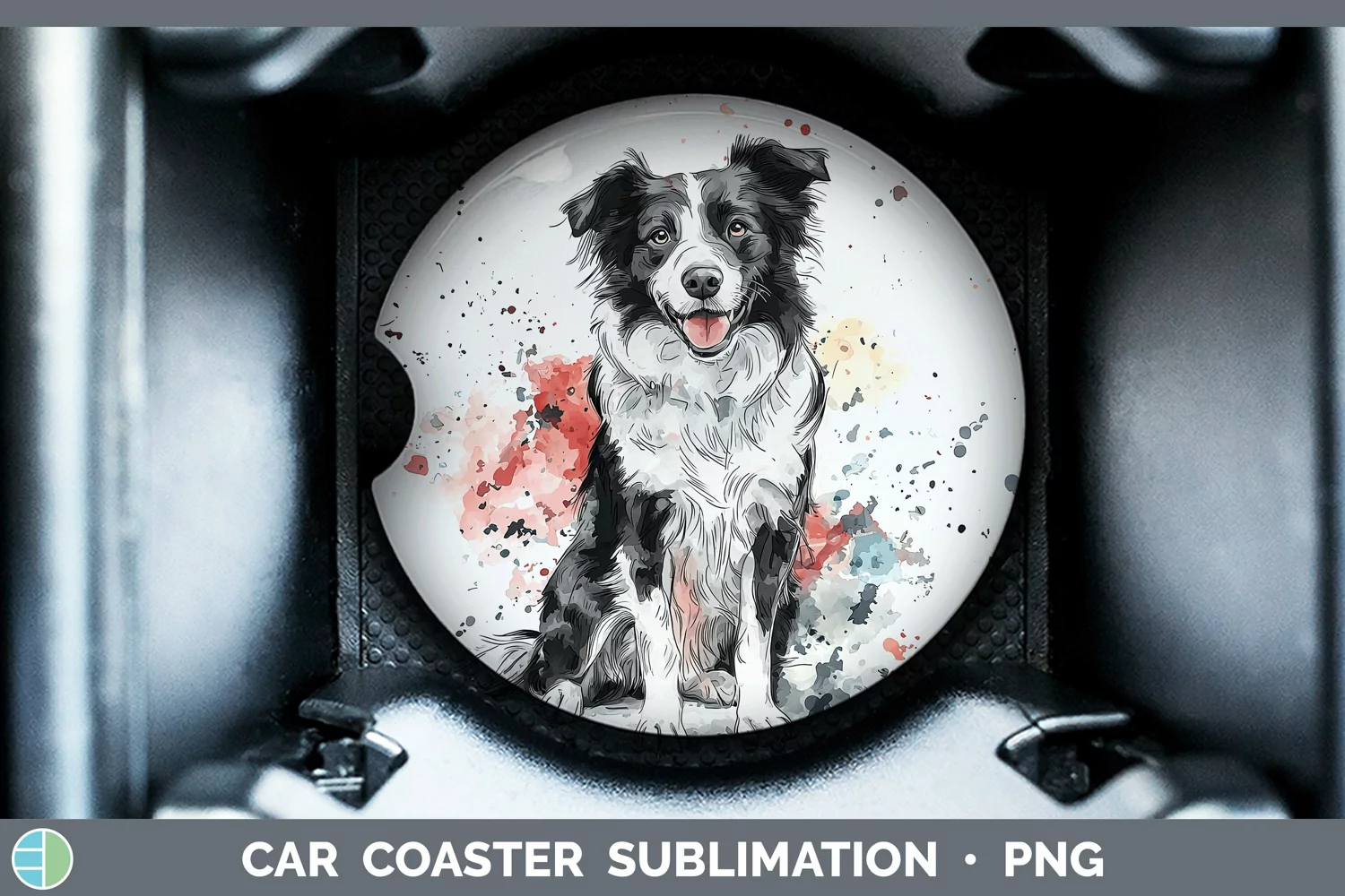 GorgeousWatercolor Splash Car Coaster design.