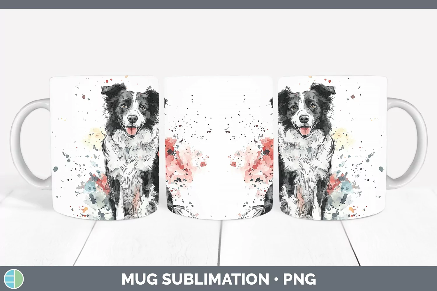 GorgeousWatercolor Splash Mug Wrap design.