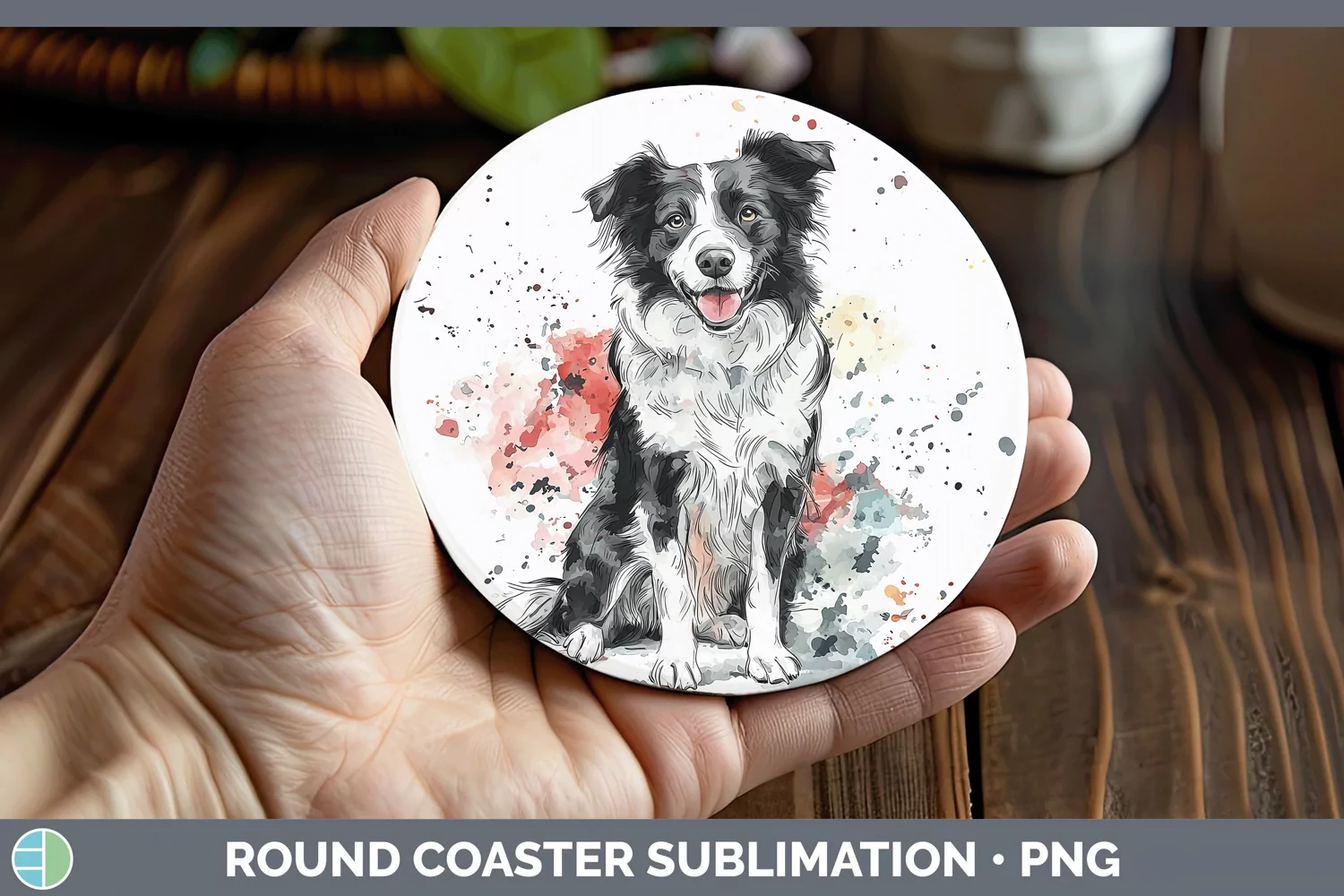 GorgeousWatercolor Splash Round Coaster design.