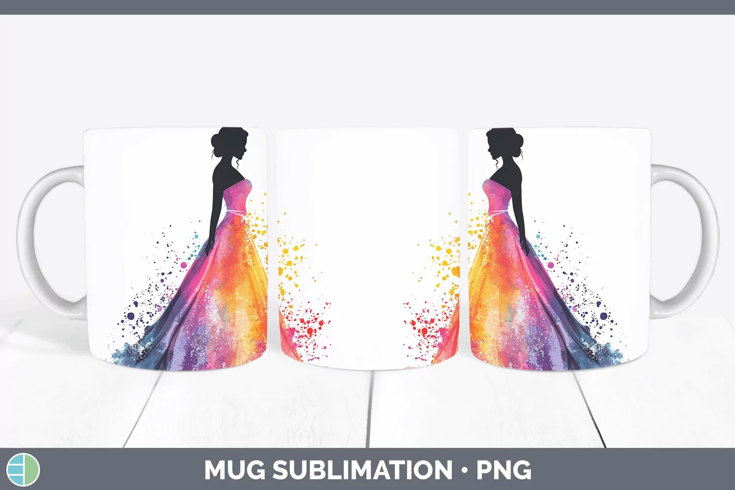 GorgeousWatercolor Splash Mug Wrap design.