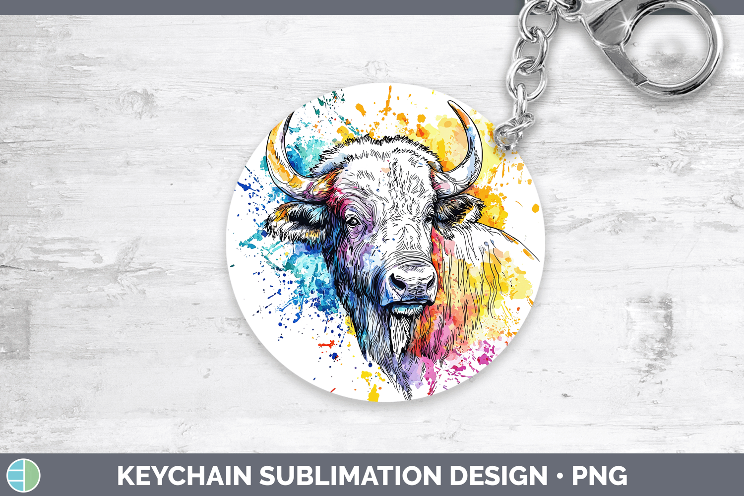 GorgeousWatercolor Splash Keychain design.