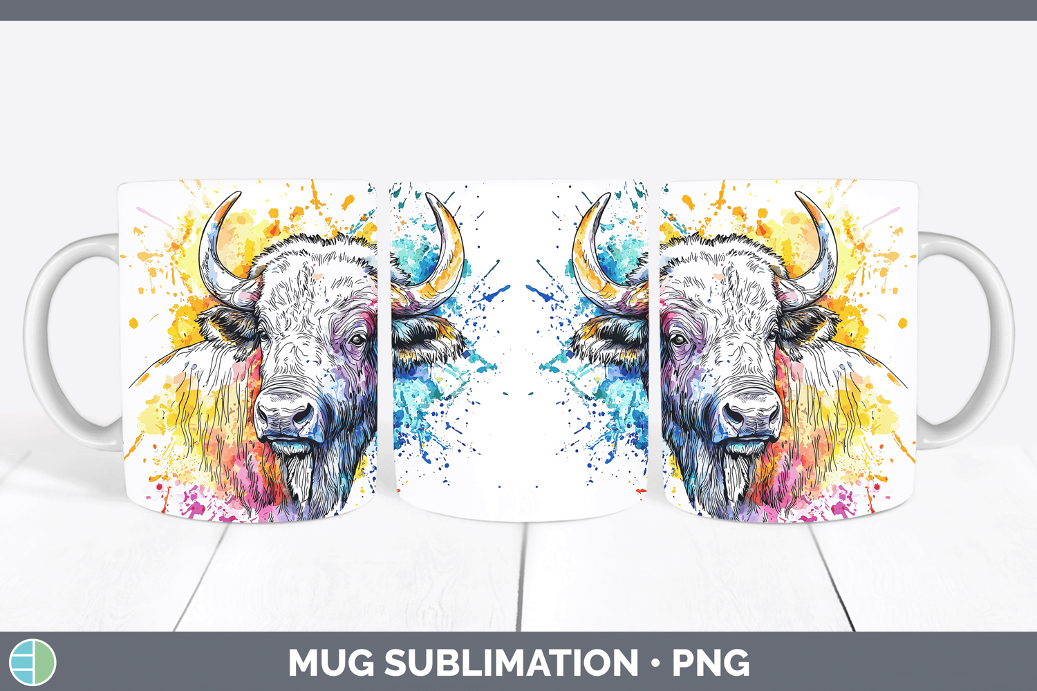 GorgeousWatercolor Splash Mug Wrap design.