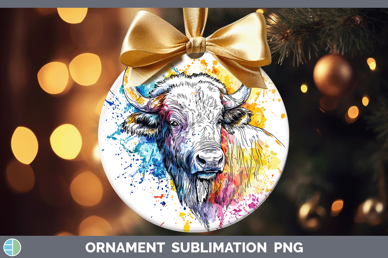 GorgeousWatercolor Splash Ornament design.