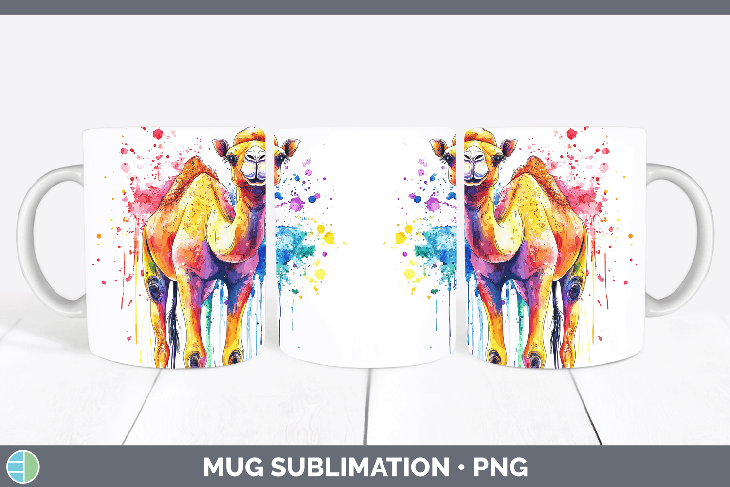 GorgeousWatercolor Splash Mug Wrap design.