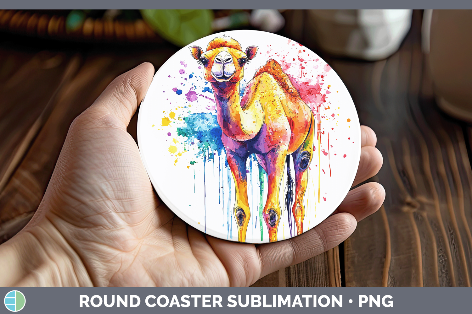 GorgeousWatercolor Splash Round Coaster design.