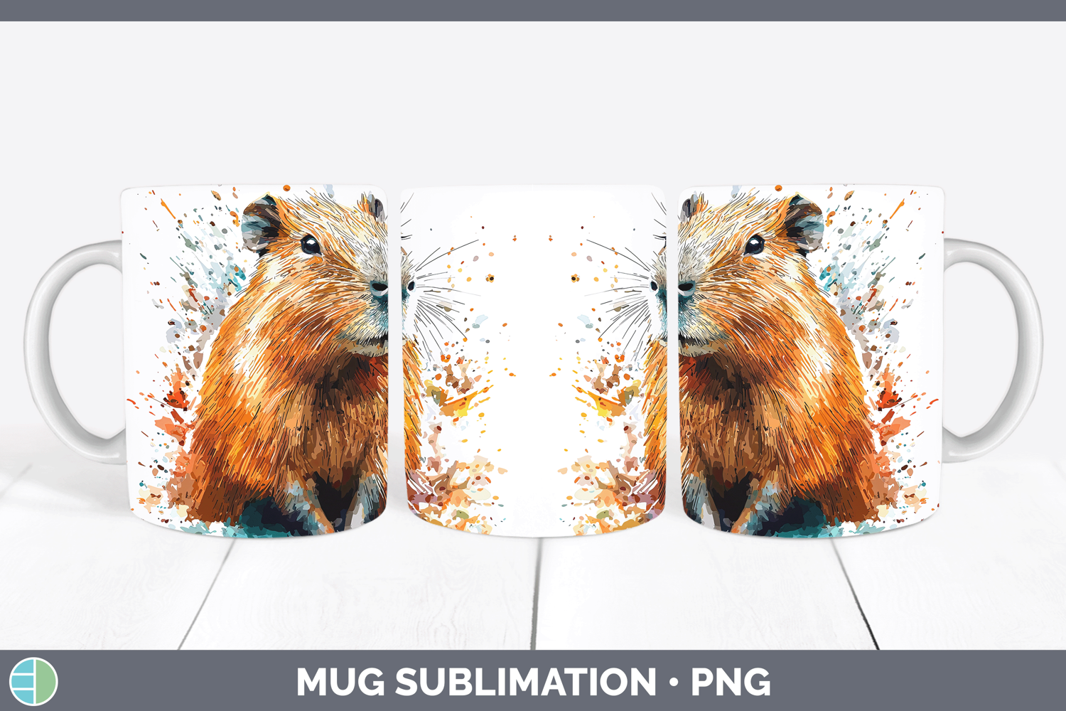 GorgeousWatercolor Splash Mug Wrap design.