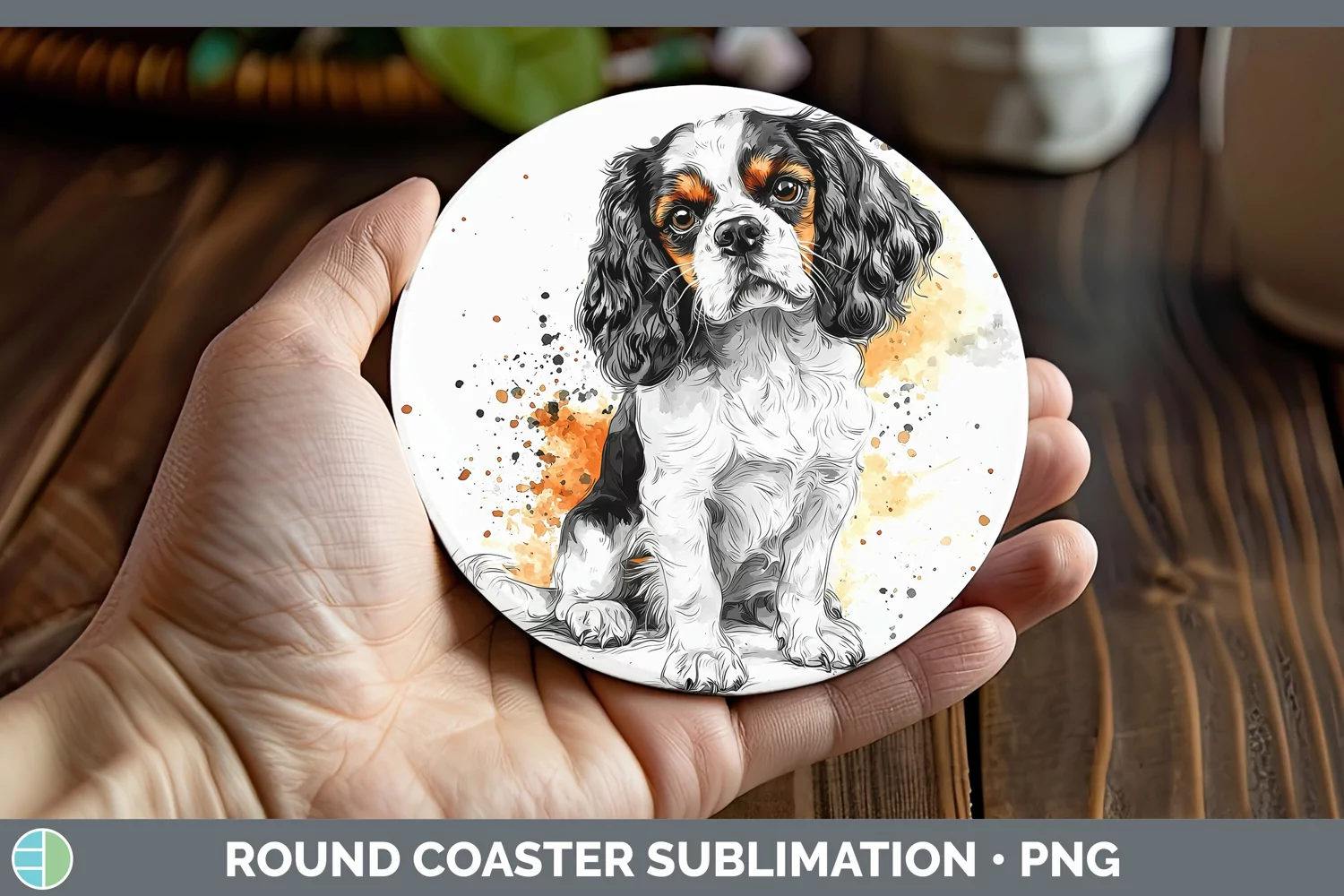 GorgeousWatercolor Splash Round Coaster design.