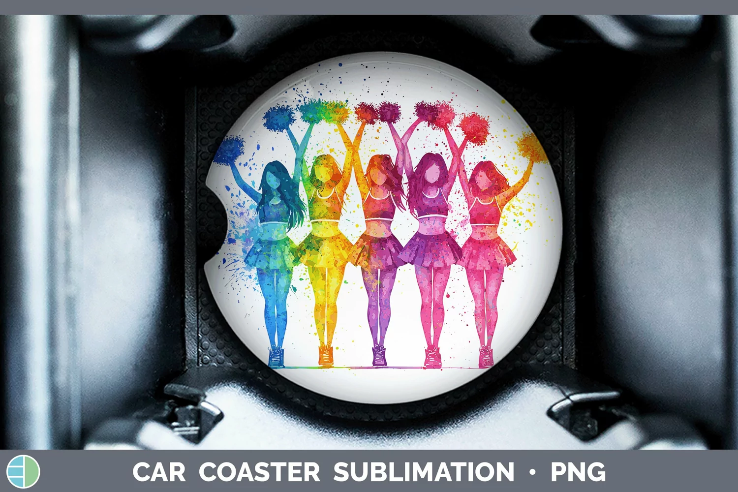 GorgeousWatercolor Splash Car Coaster design.