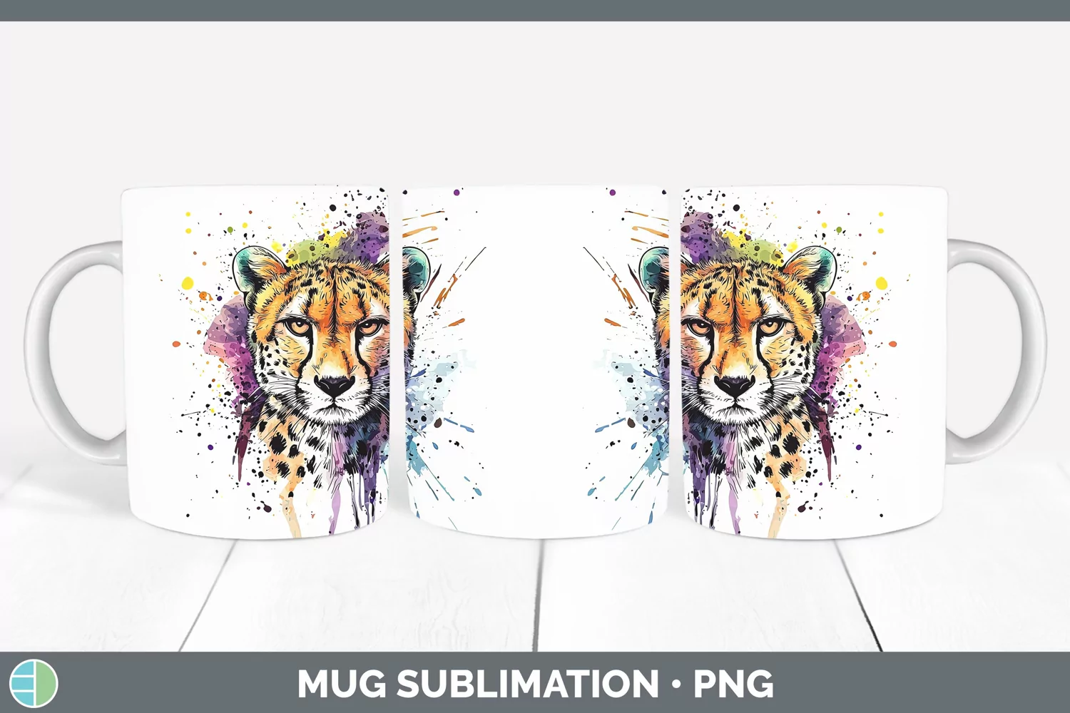 GorgeousWatercolor Splash Mug Wrap design.