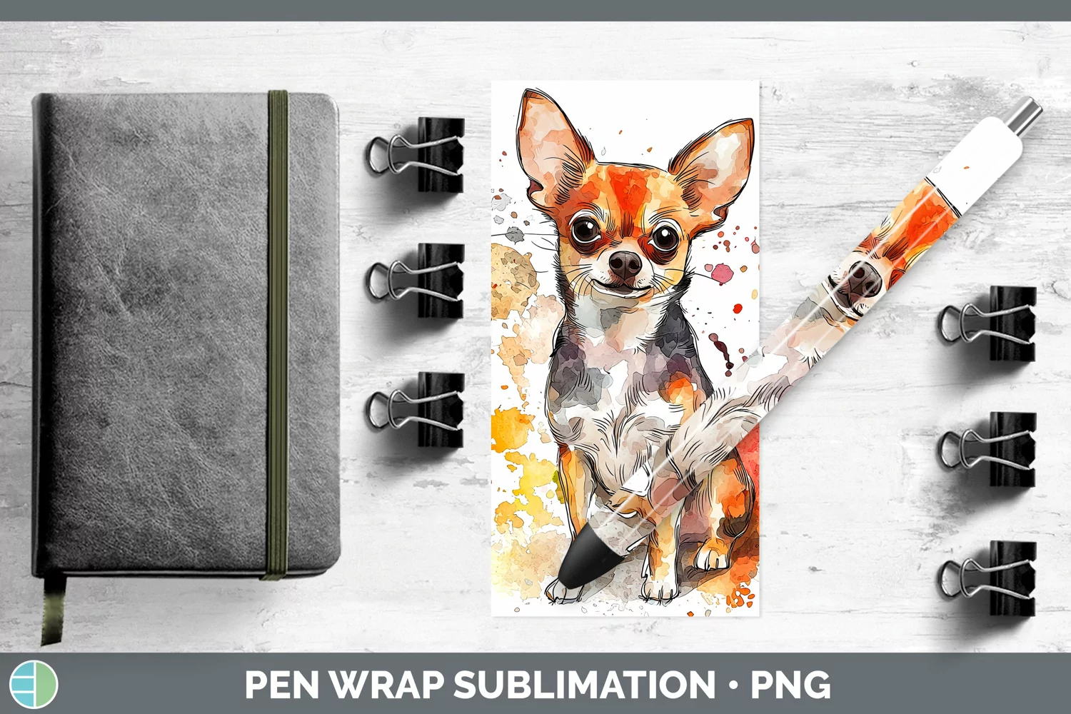 GorgeousWatercolor Splash Pen Wrap design.