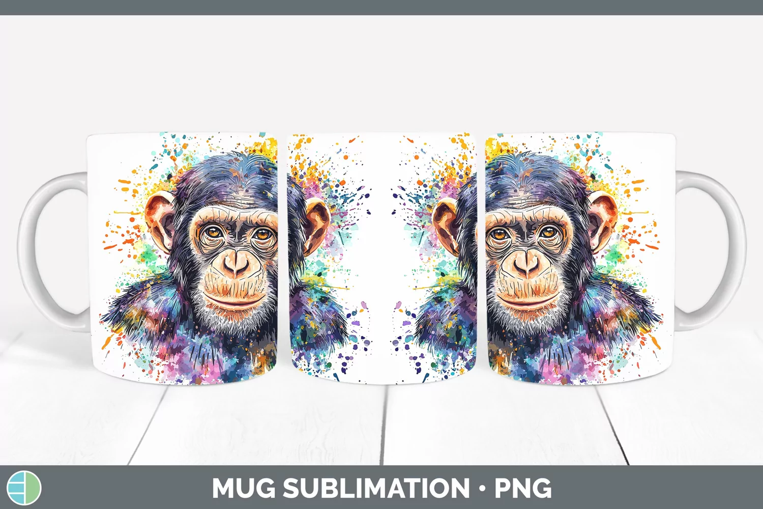 GorgeousWatercolor Splash Mug Wrap design.