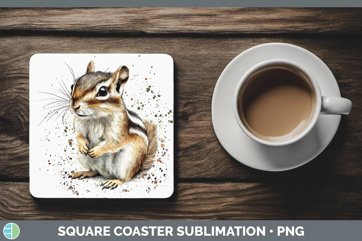 GorgeousWatercolor Splash Square Coaster design.
