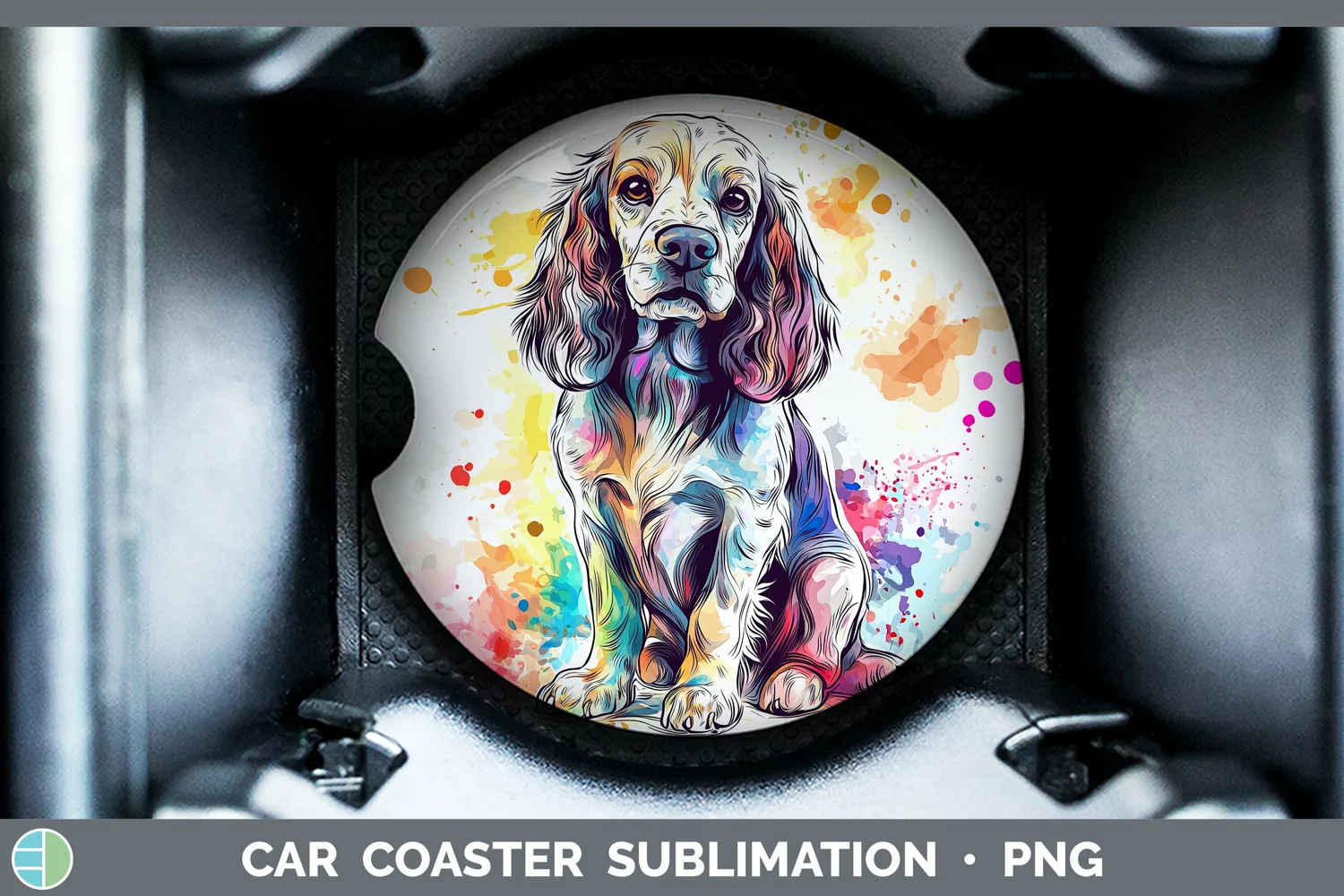 GorgeousWatercolor Splash Car Coaster design.
