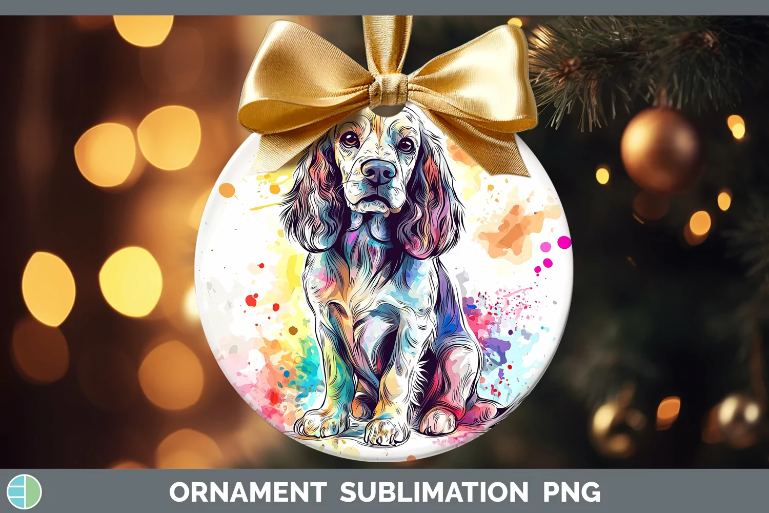 GorgeousWatercolor Splash Ornament design.