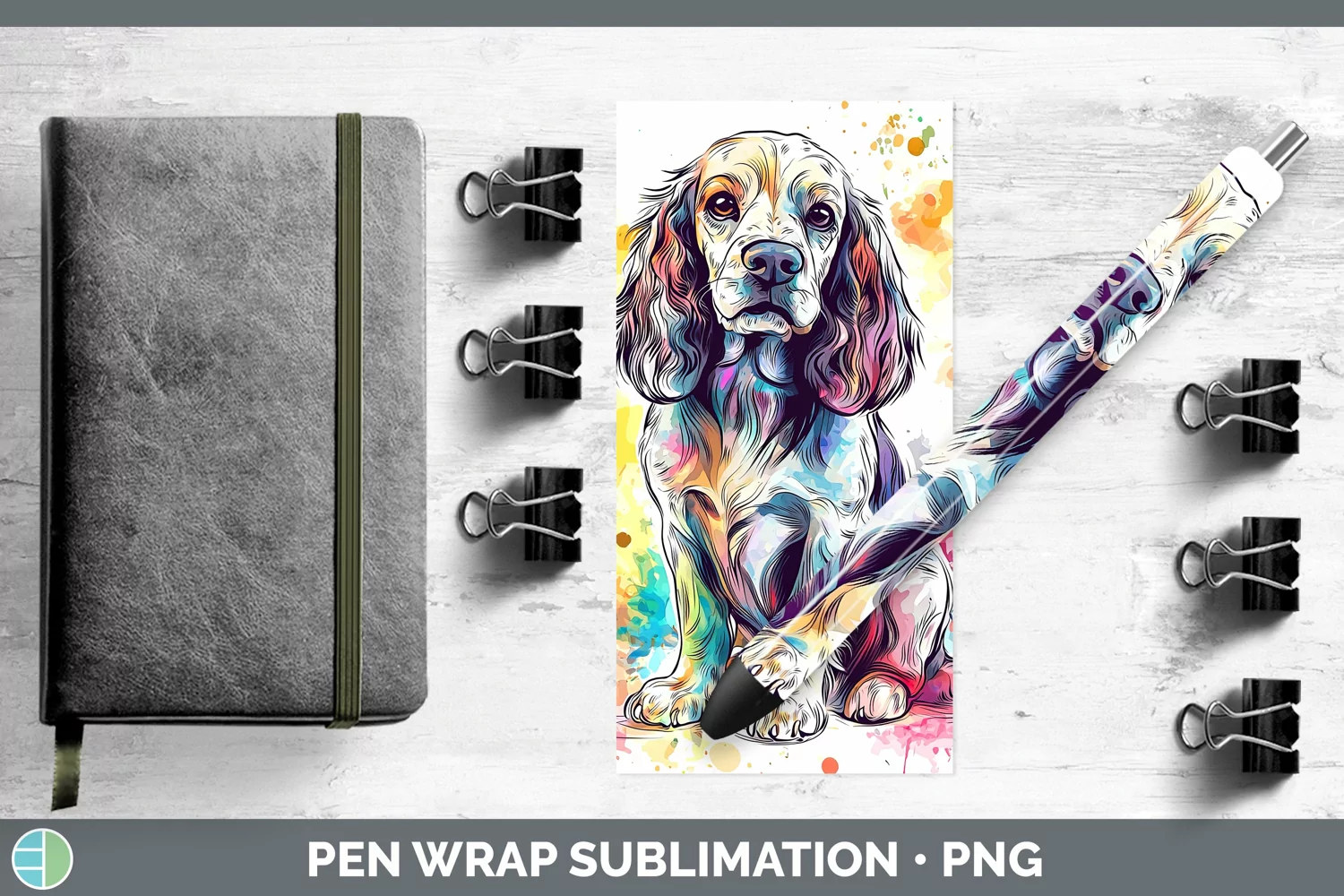 GorgeousWatercolor Splash Pen Wrap design.