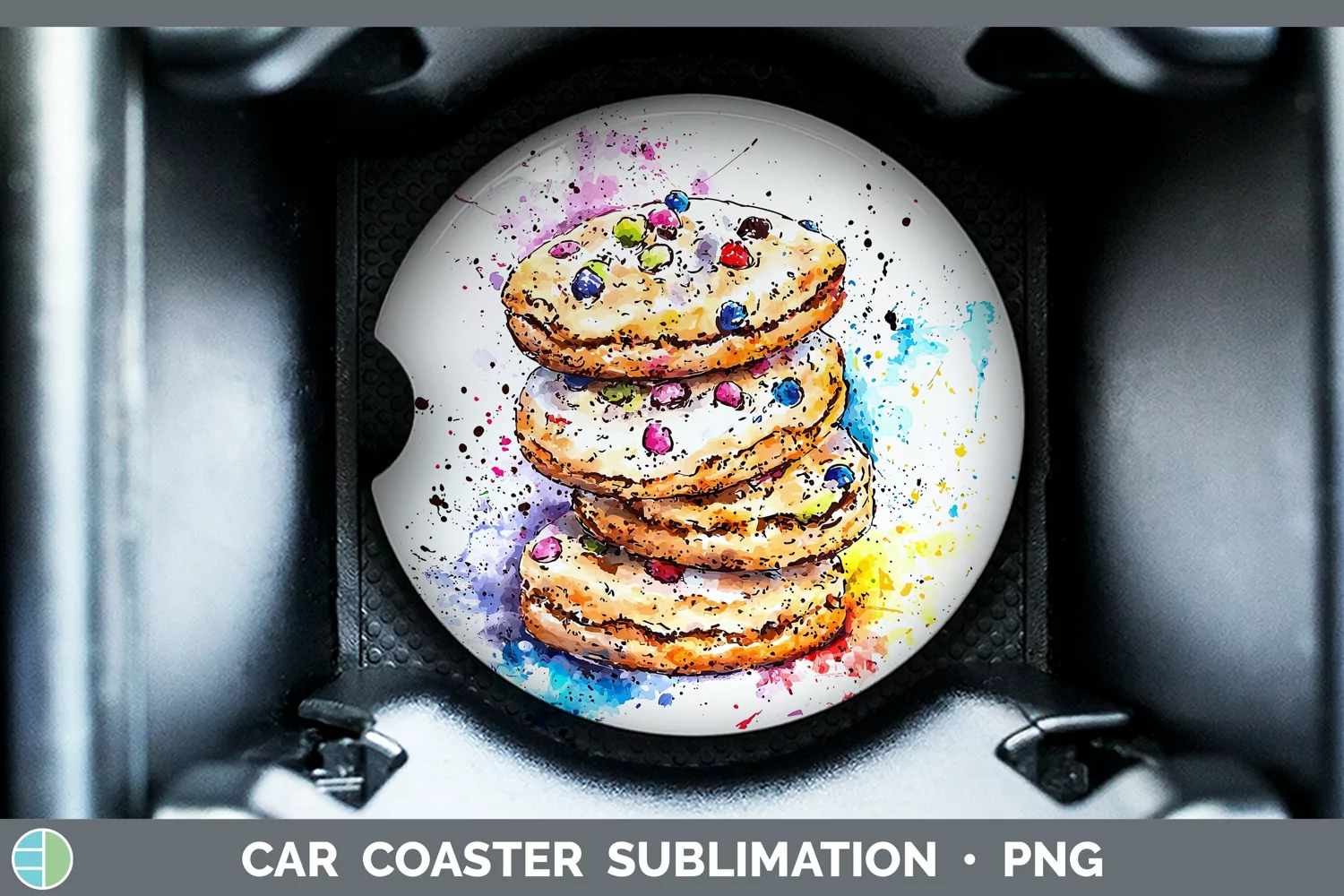 GorgeousWatercolor Splash Car Coaster design.