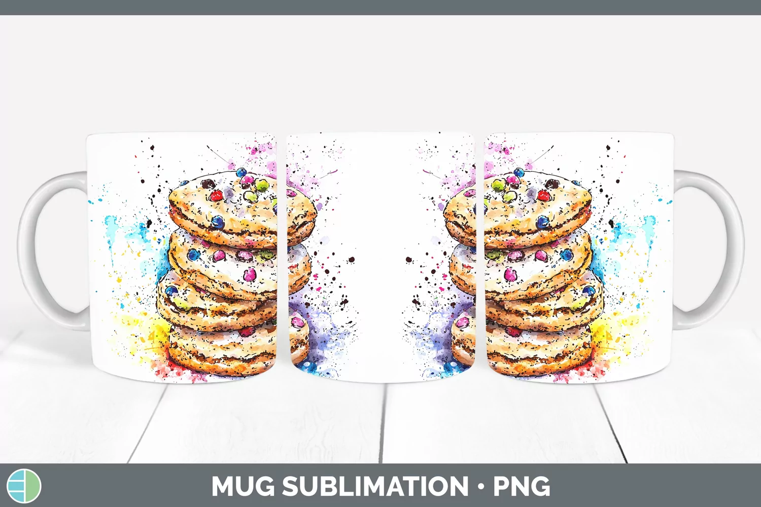 GorgeousWatercolor Splash Mug Wrap design.