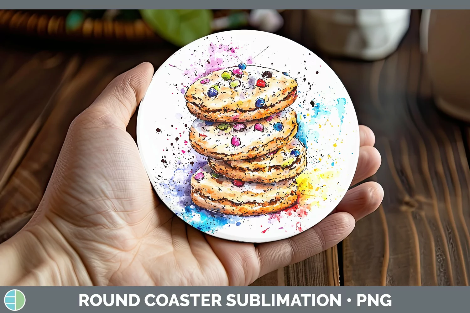 GorgeousWatercolor Splash Round Coaster design.