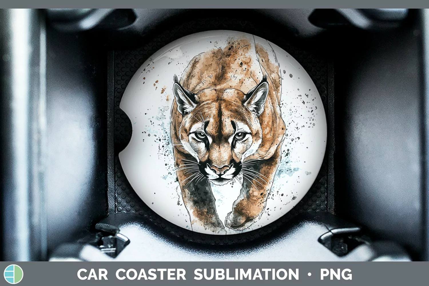 GorgeousWatercolor Splash Car Coaster design.