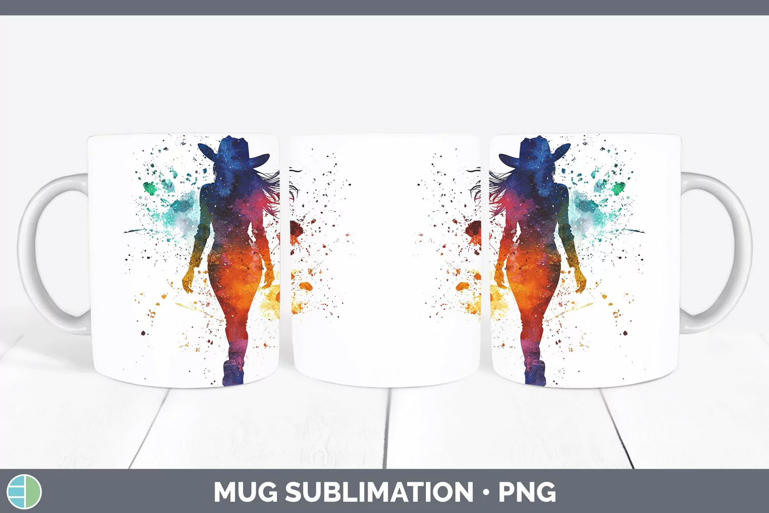 GorgeousWatercolor Splash Mug Wrap design.