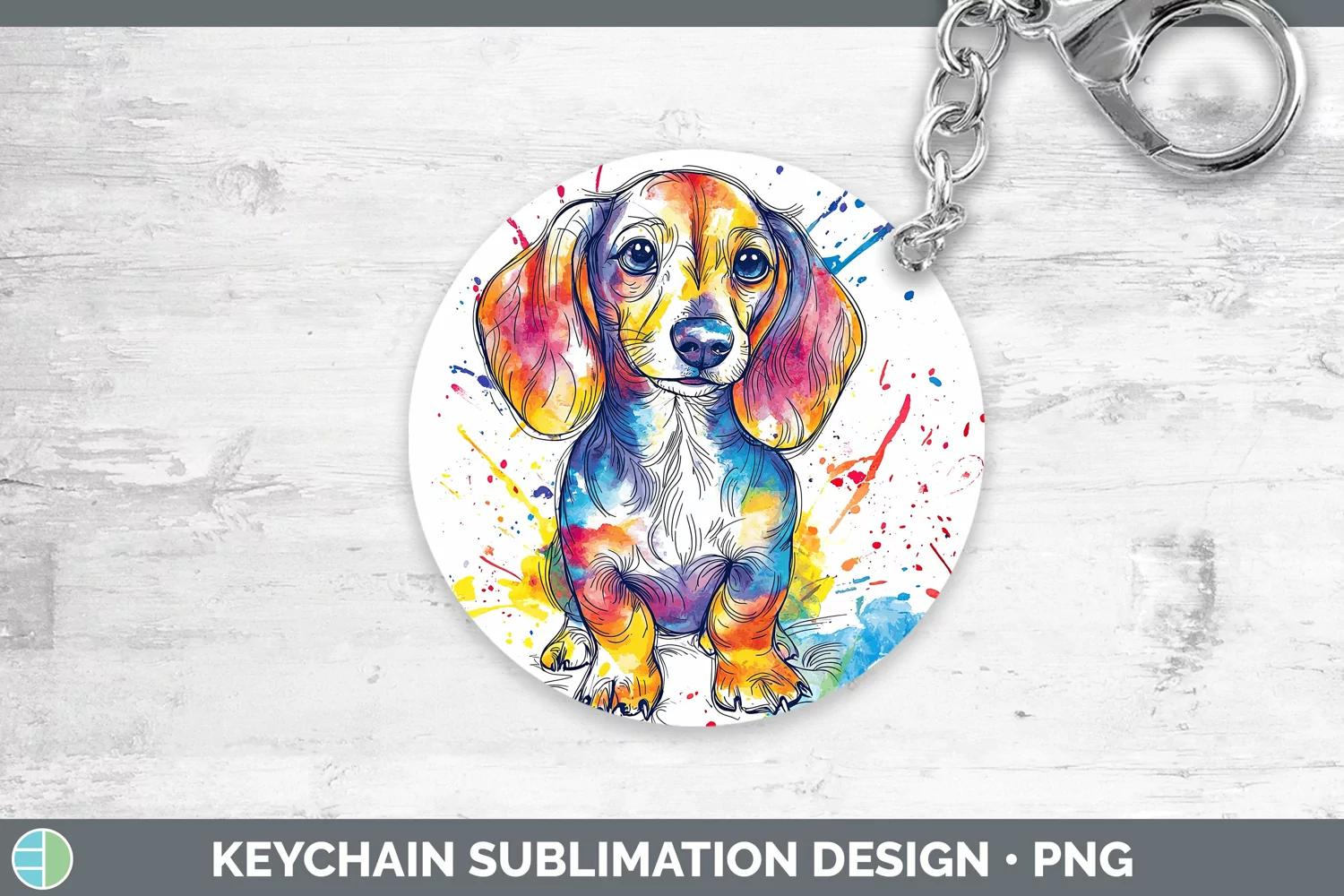GorgeousWatercolor Splash Keychain design.