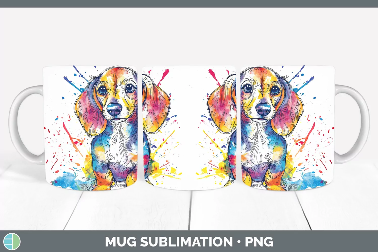 GorgeousWatercolor Splash Mug Wrap design.