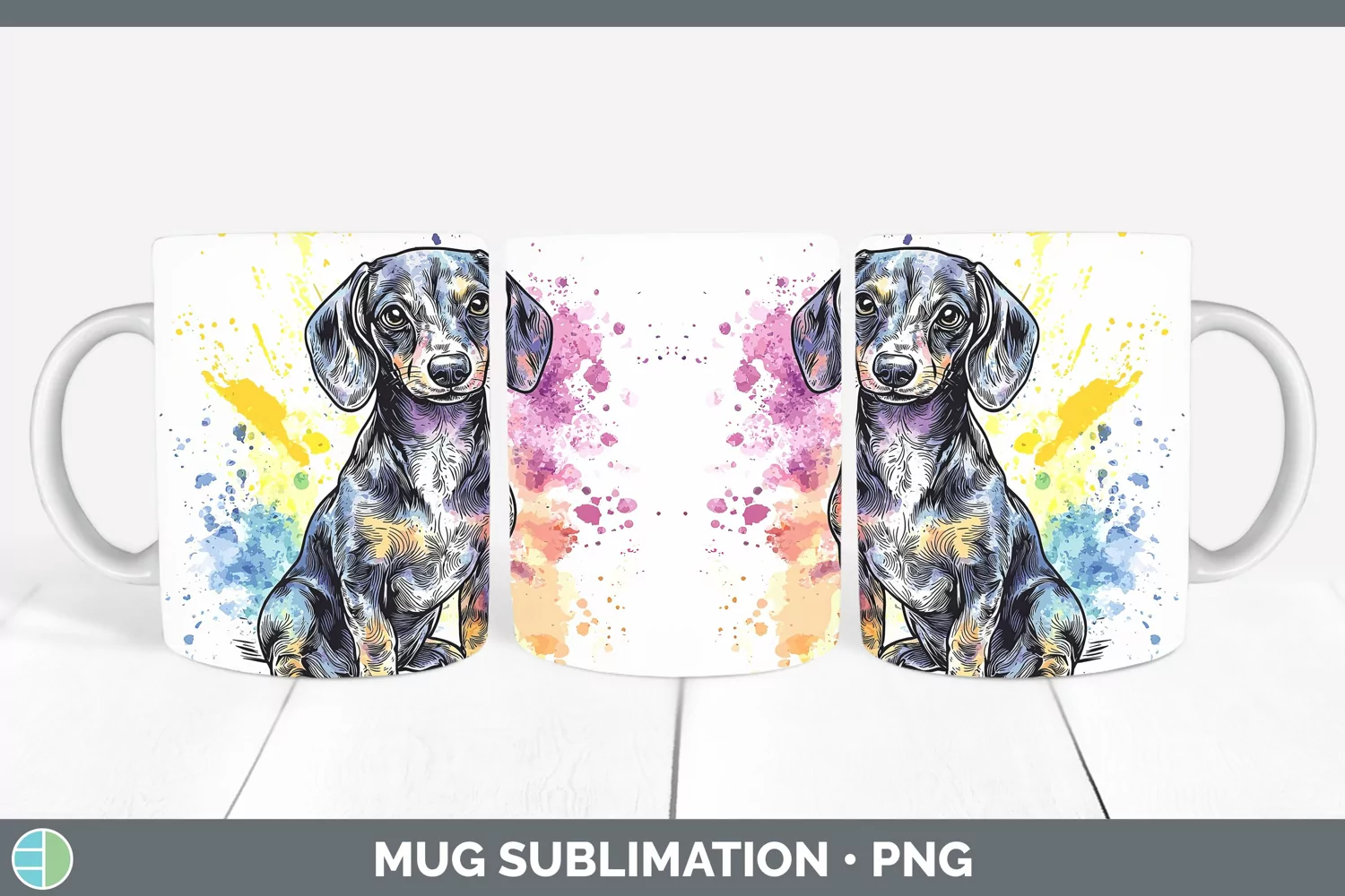 GorgeousWatercolor Splash Mug Wrap design.