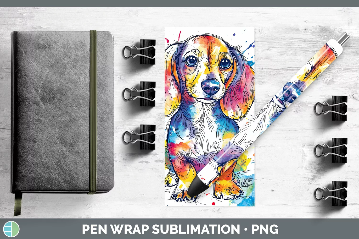 GorgeousWatercolor Splash Pen Wrap design.