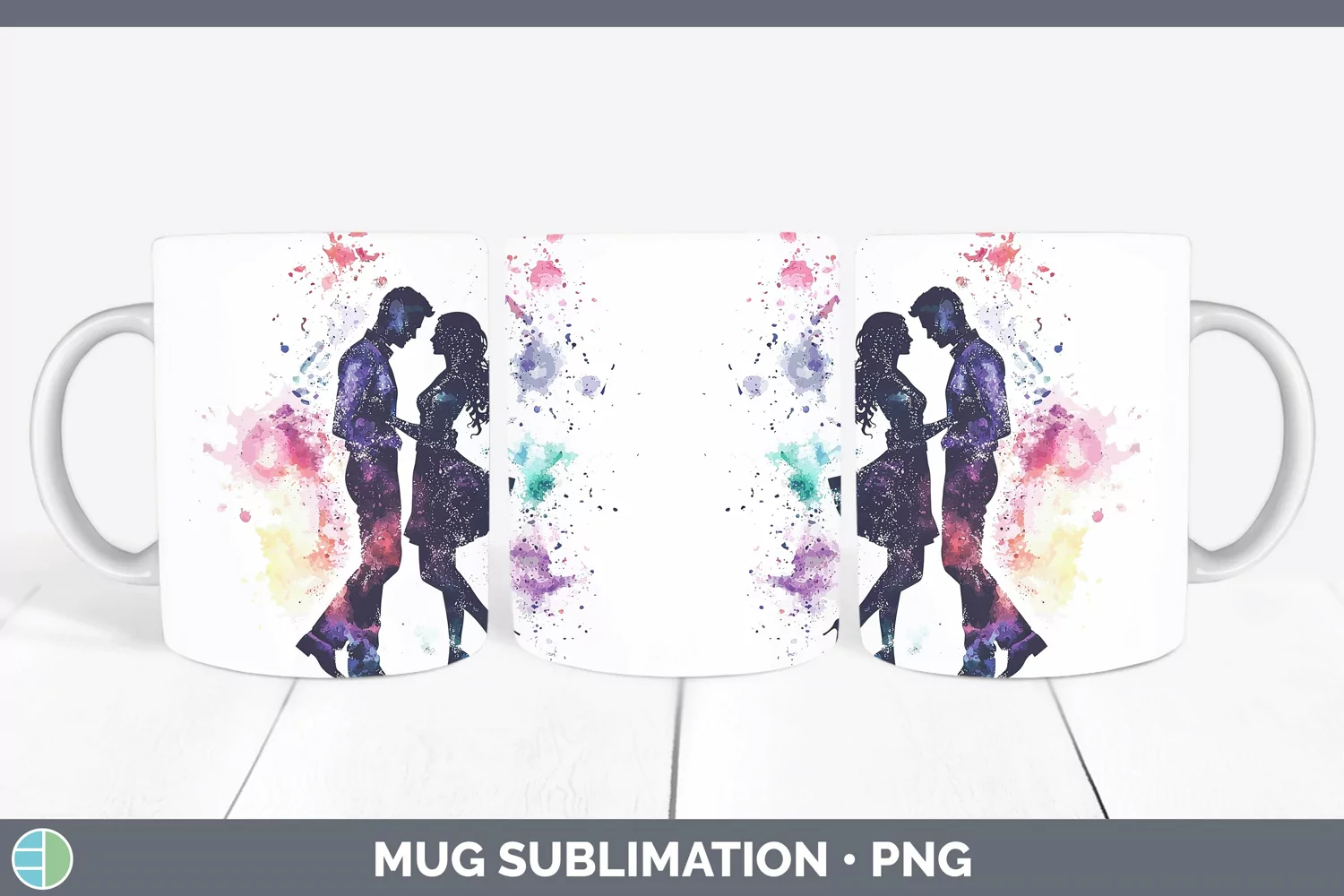 GorgeousWatercolor Splash Mug Wrap design.