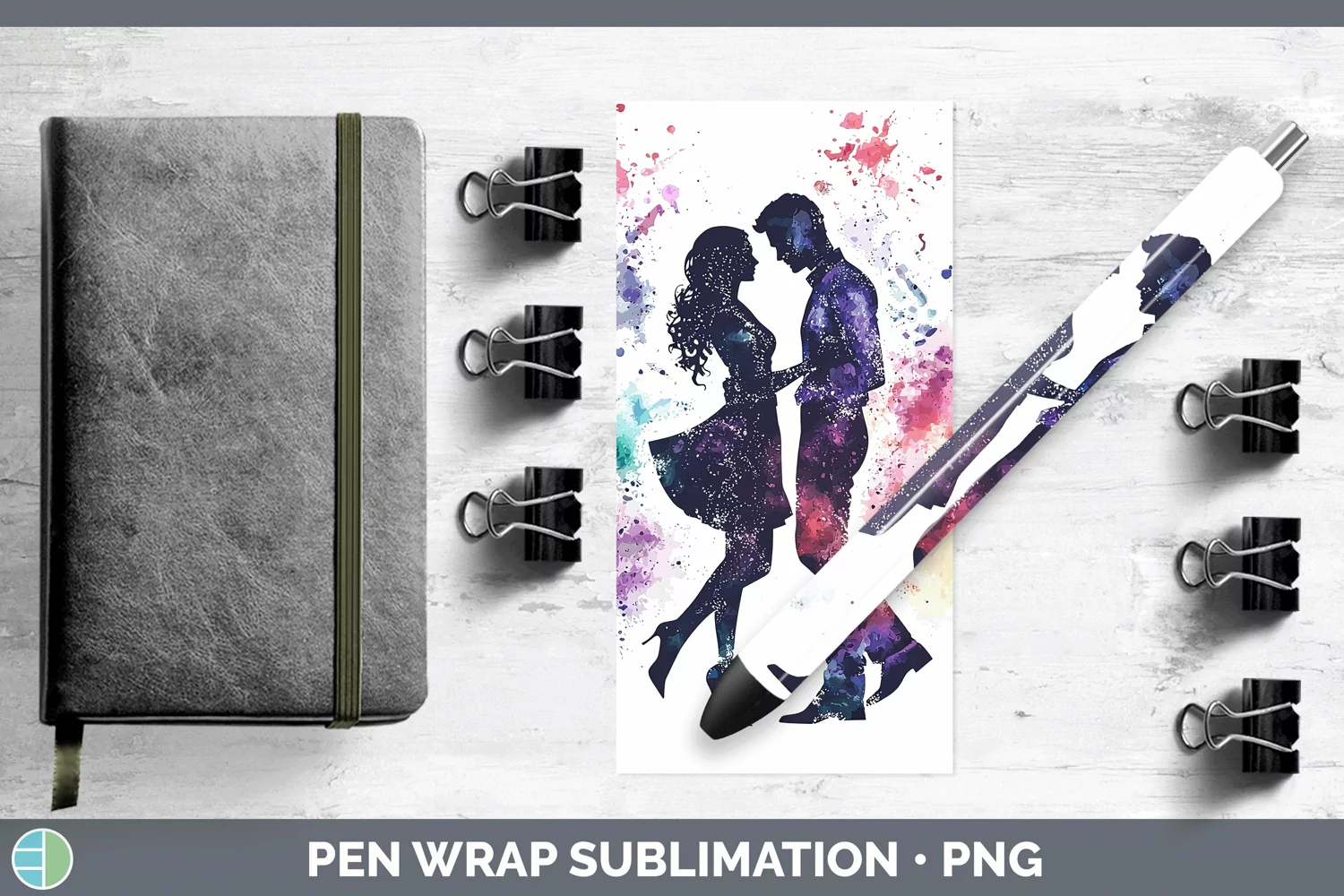 GorgeousWatercolor Splash Pen Wrap design.
