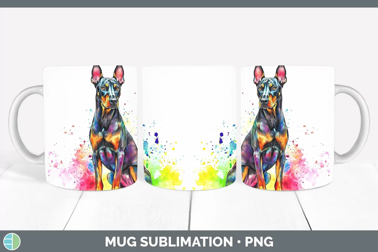 GorgeousWatercolor Splash Mug Wrap design.