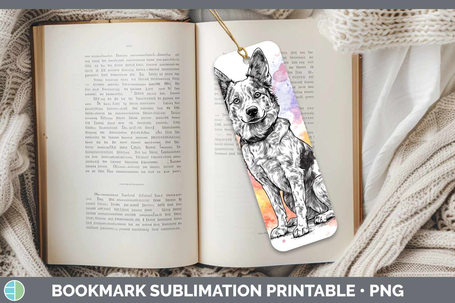 GorgeousWatercolor Splash Dogs 03 Bookmark design.