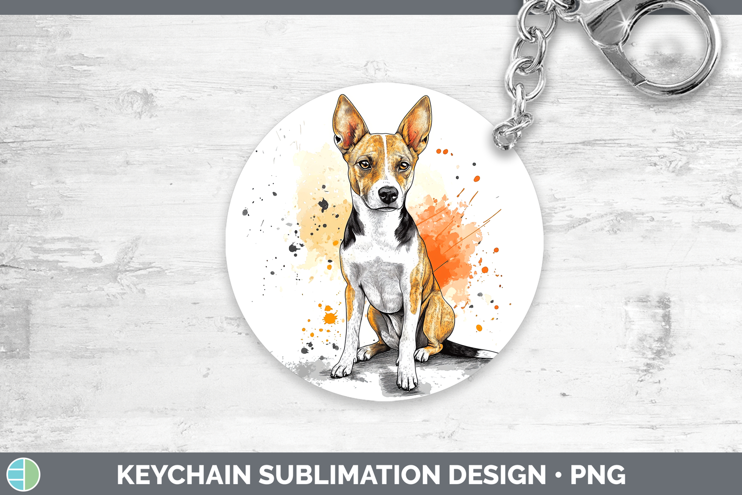 GorgeousWatercolor Splash Dogs 03 Keychain design.