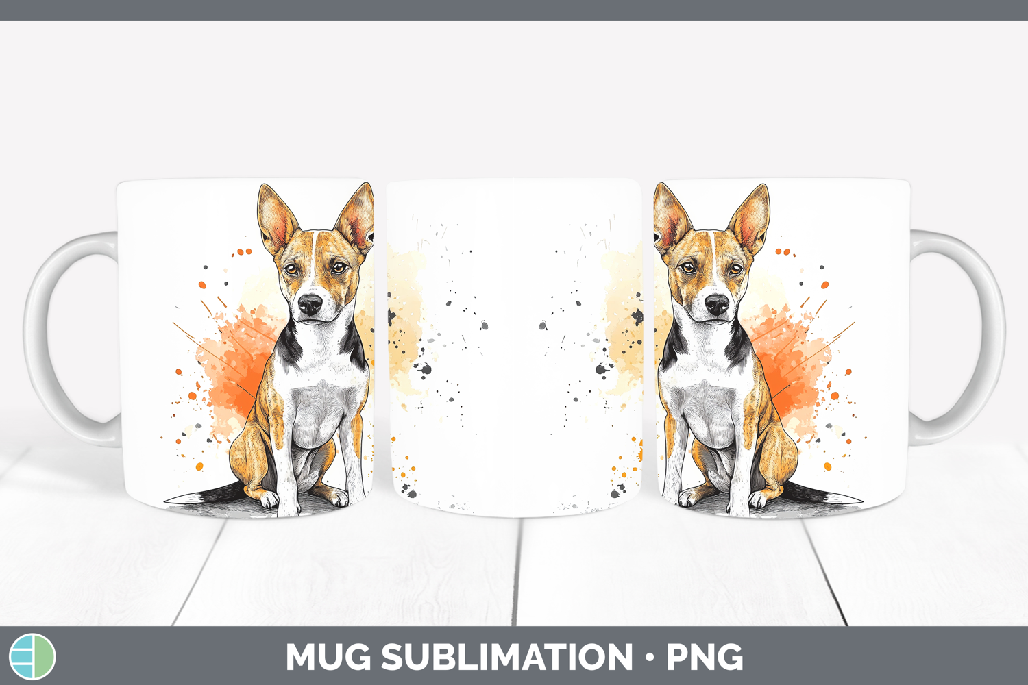 GorgeousWatercolor Splash Dogs 03 Mug Wrap design.