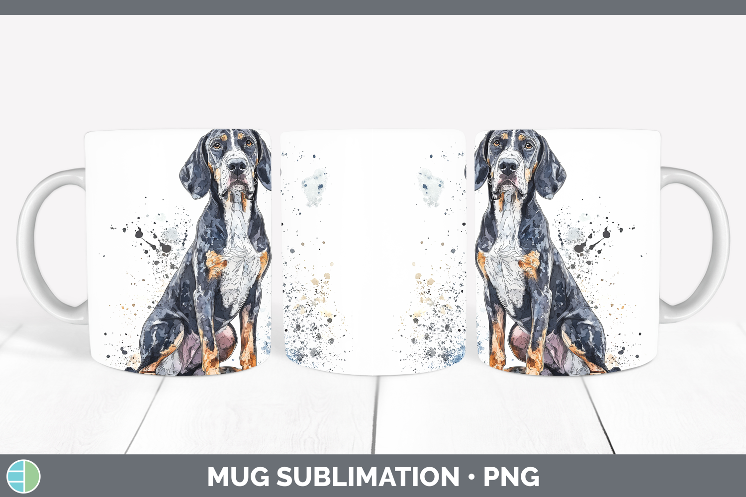 GorgeousWatercolor Splash Dogs 03 Mug Wrap design.