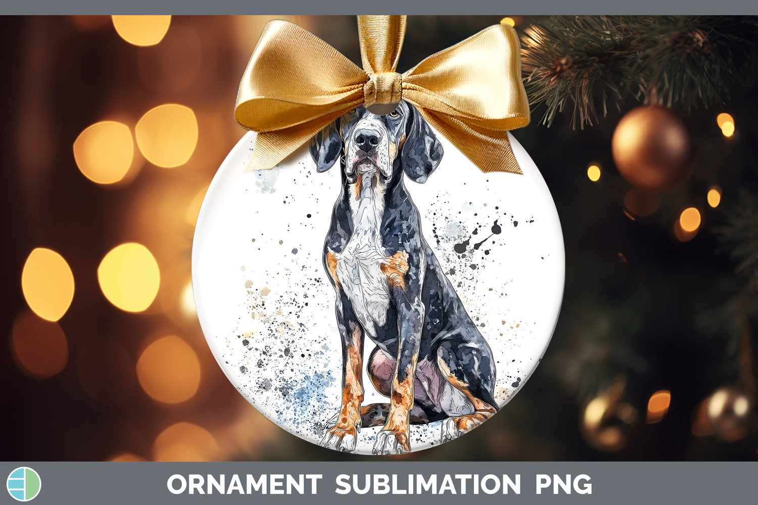 GorgeousWatercolor Splash Dogs 03 Ornament design.