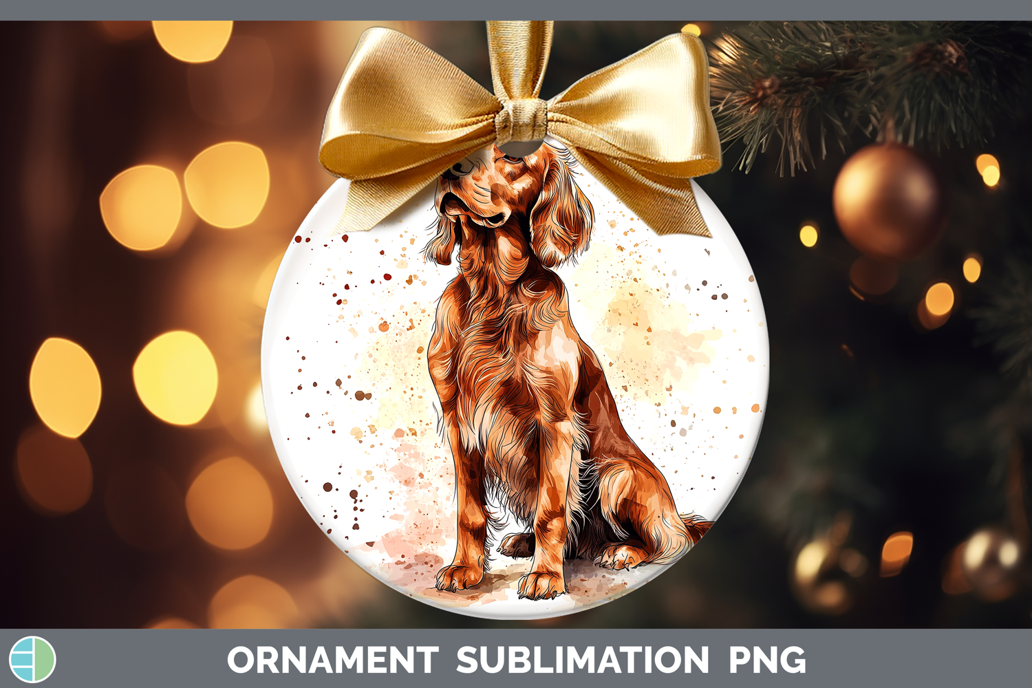 GorgeousWatercolor Splash Dogs 03 Ornament design.