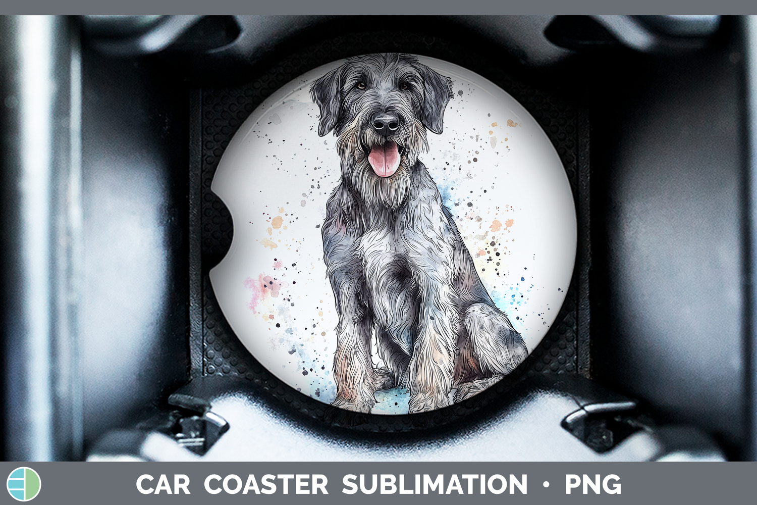 GorgeousWatercolor Splash Dogs 03 Car Coaster design.