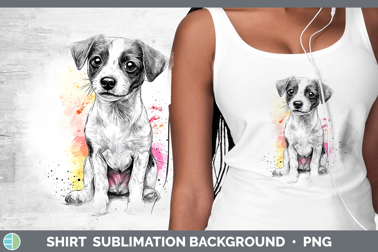 GorgeousWatercolor Splash Dogs 03 Shirt design.