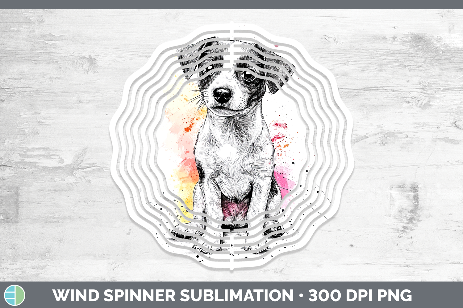 GorgeousWatercolor Splash Dogs 03 Wind Spinner design.