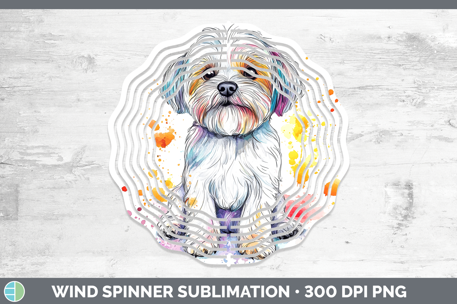 GorgeousWatercolor Splash Dogs 03 Wind Spinner design.