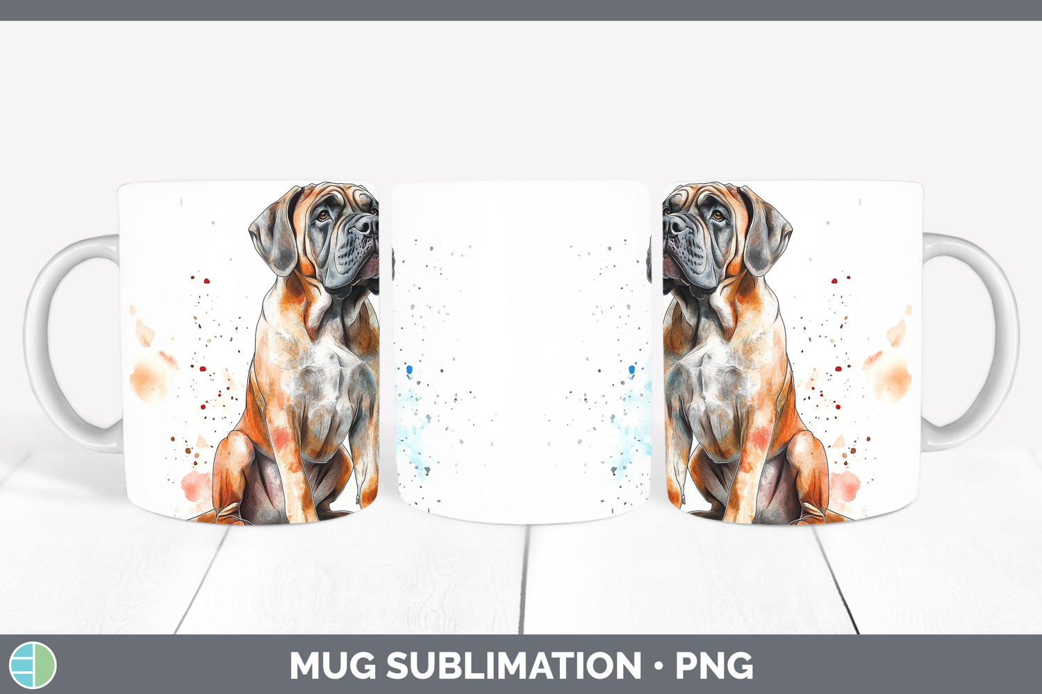 GorgeousWatercolor Splash Dogs 03 Mug Wrap design.
