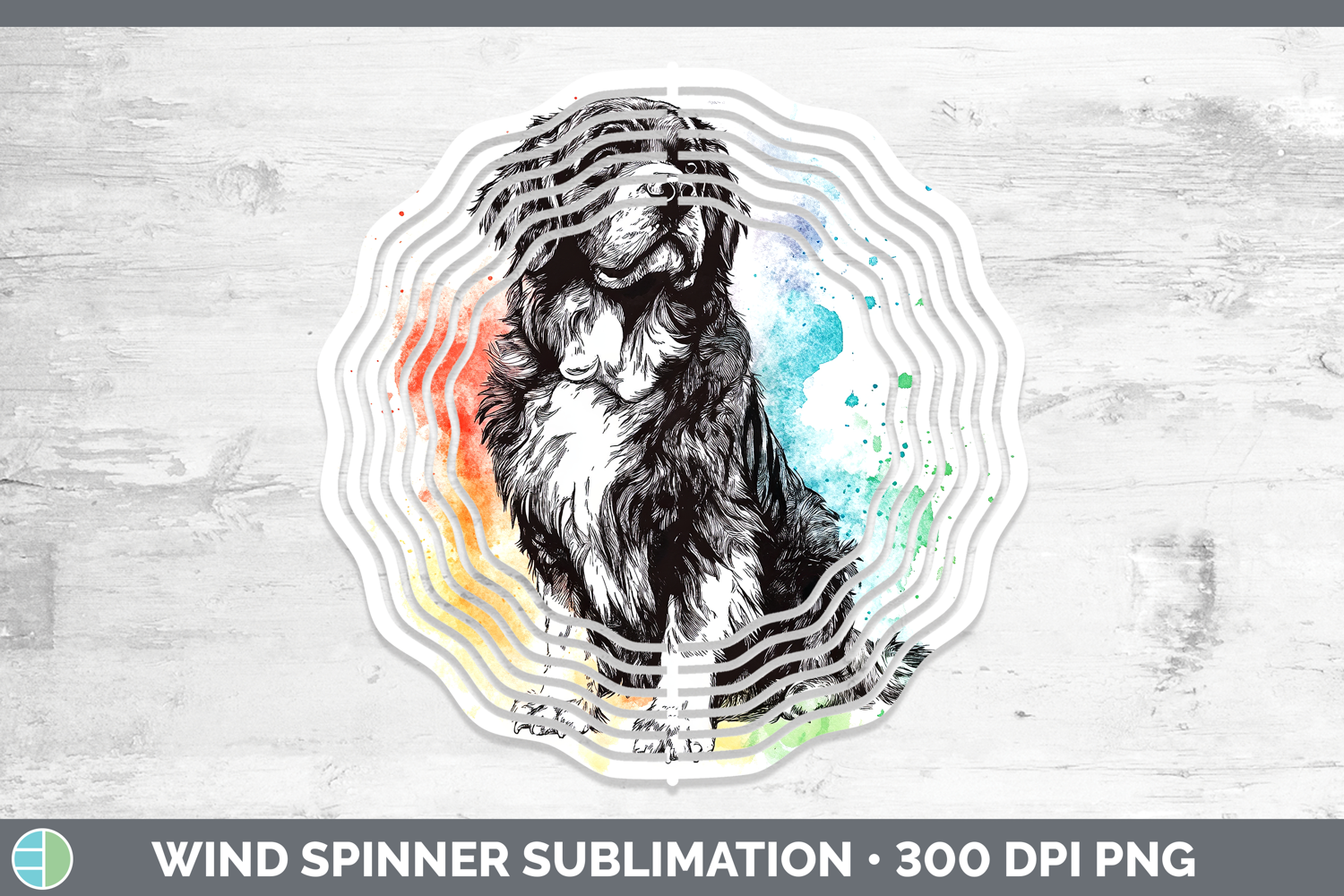 GorgeousWatercolor Splash Dogs 03 Wind Spinner design.