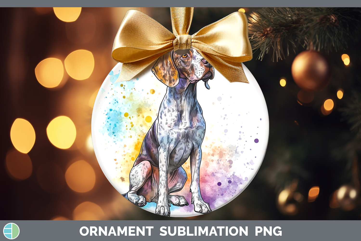 GorgeousWatercolor Splash Dogs 03 Ornament design.