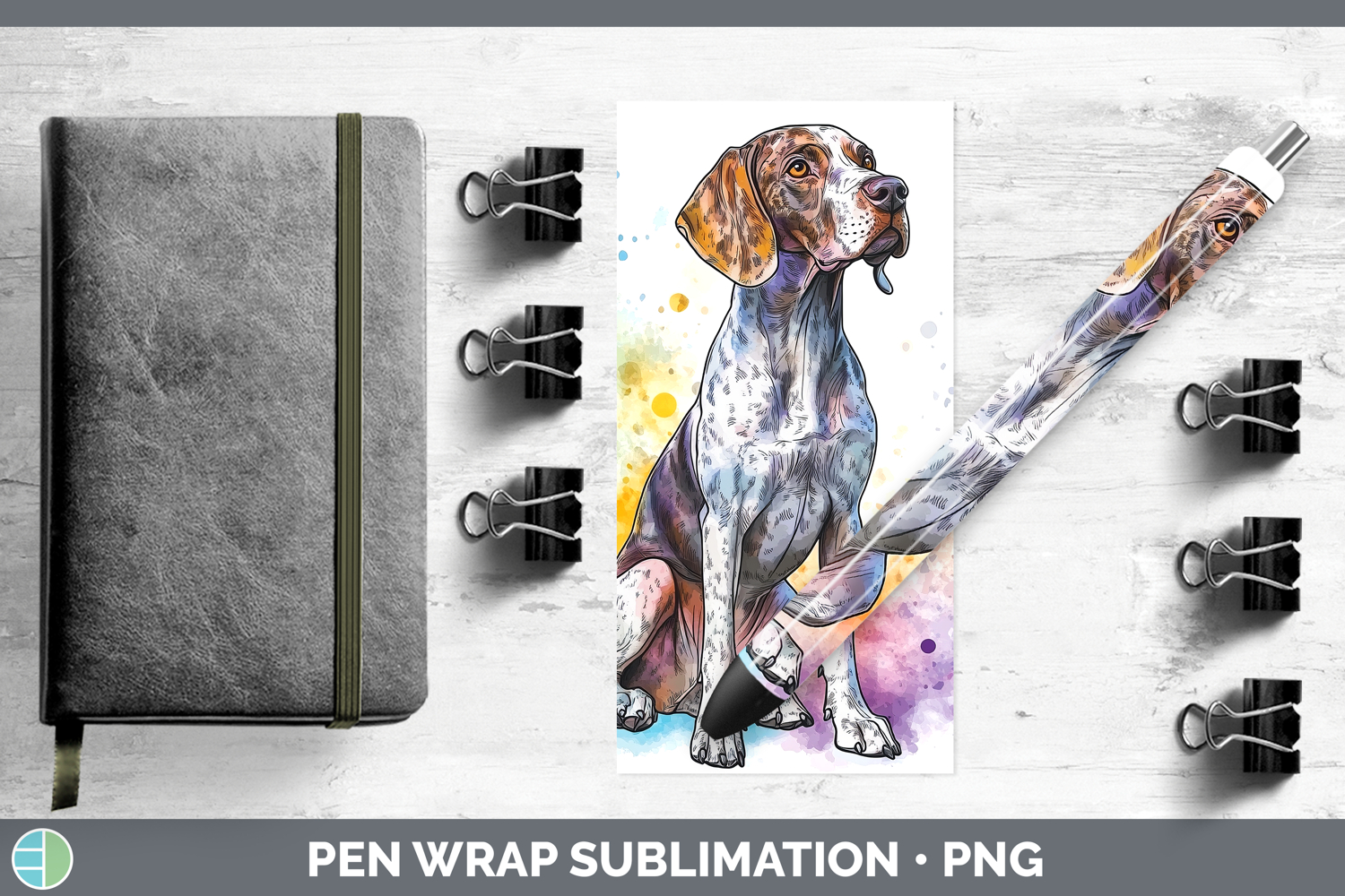 GorgeousWatercolor Splash Dogs 03 Pen Wrap design.