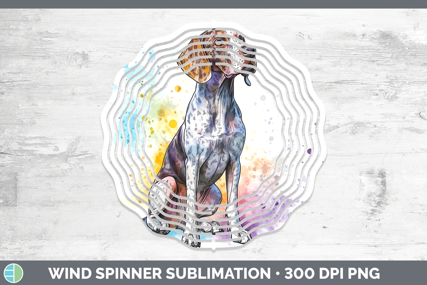 GorgeousWatercolor Splash Dogs 03 Wind Spinner design.
