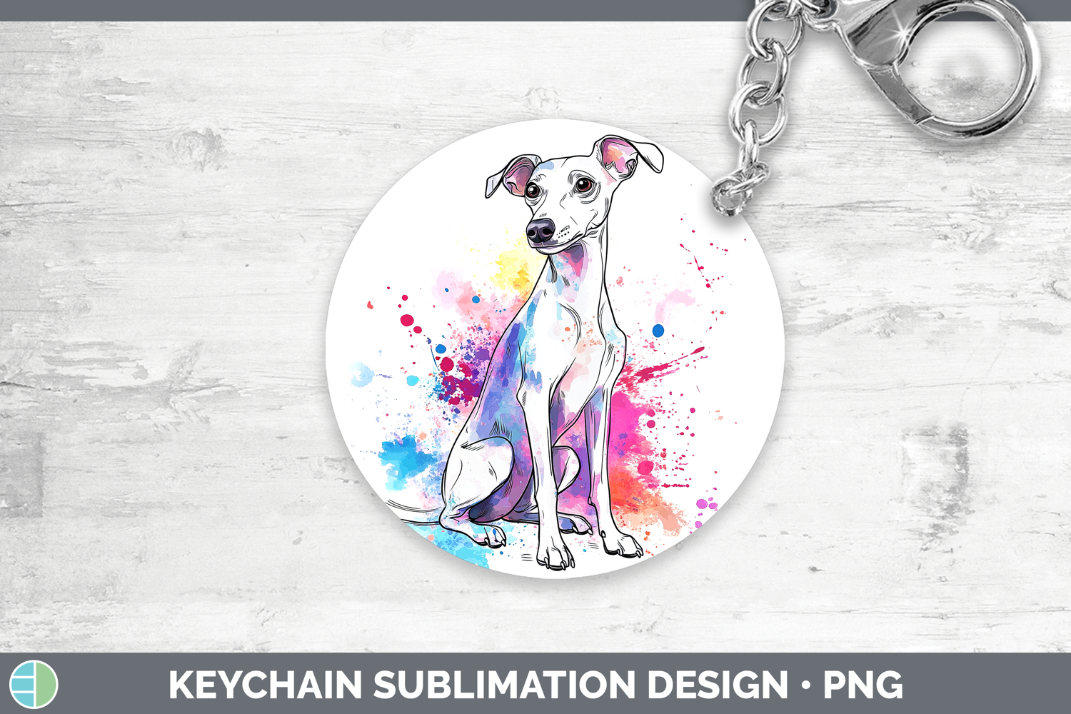 GorgeousWatercolor Splash Dogs 03 Keychain design.